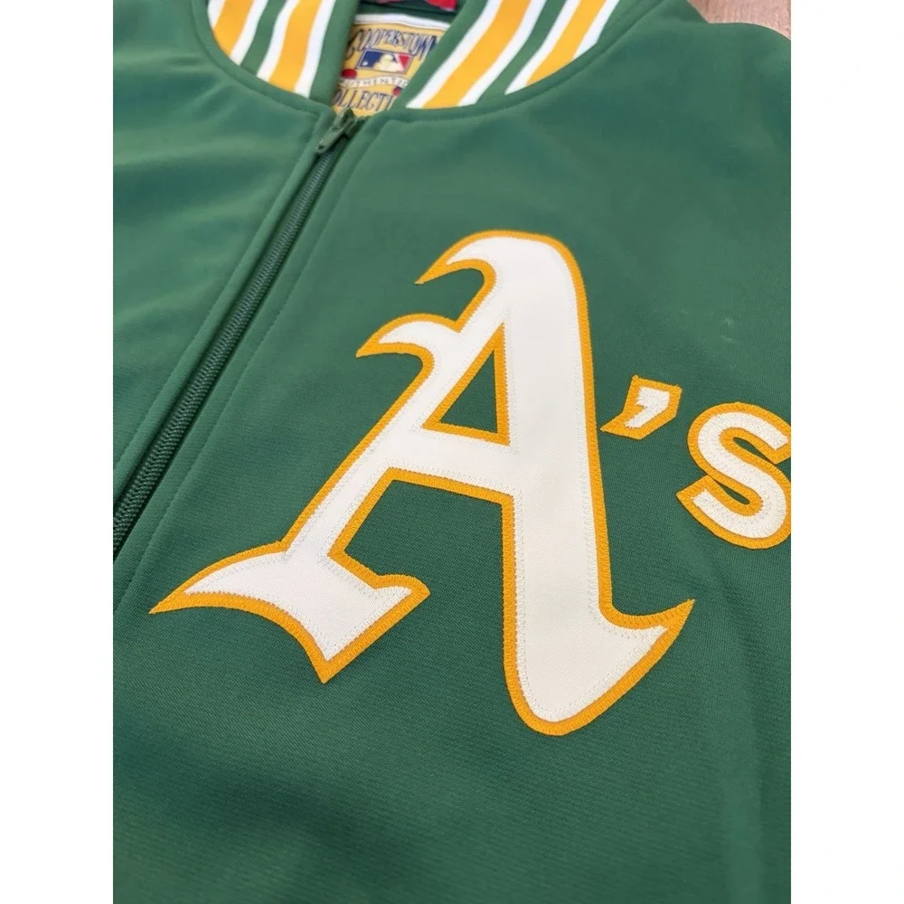 Mitchell&Ness Oakland Athletics A Full Zip Jacket Men Large 44-Cooperstown Co - Picture 2 of 9